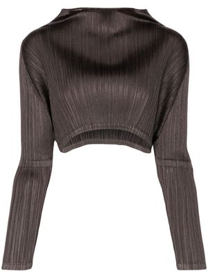 Pleats Please Issey Miyake pleated cropped top - Grey