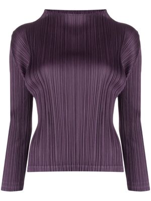 Pleats Please Issey Miyake pleated long-sleeve top - Purple