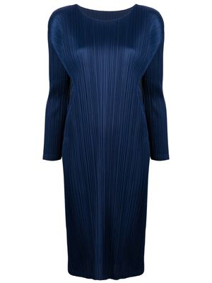 Pleats Please Issey Miyake pleated mid-length dress - Blue