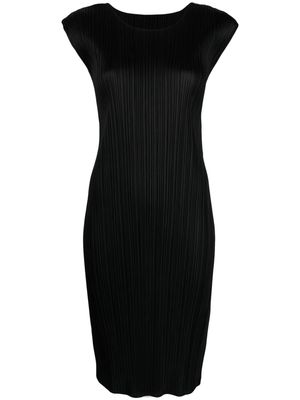 Pleats Please Issey Miyake pleated sleeveless midi dress - Black