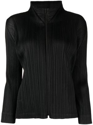 Pleats Please Issey Miyake pleated zip-fastened blouse - Black