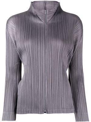 Pleats Please Issey Miyake pleated zip-fastened blouse - Blue