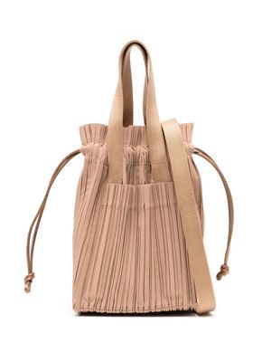 Pleats Please Issey Miyake Pleats artificial leather tote bag - Brown