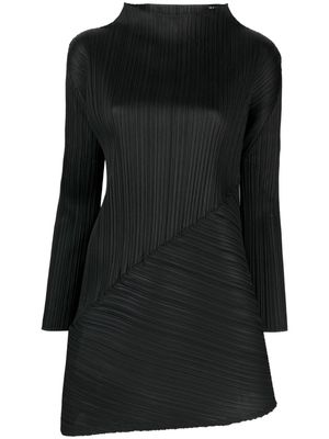 Pleats Please Issey Miyake plissé asymmetric minidress - Black