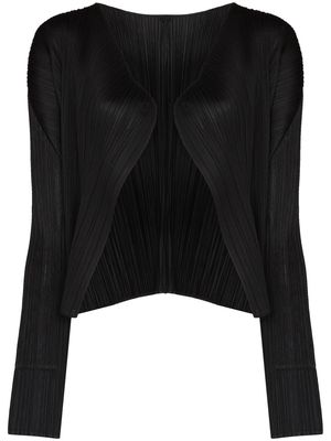 Pleats Please Issey Miyake plissé long-sleeve cardigan - Black