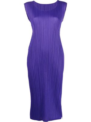 Pleats Please Issey Miyake plissé midi crewneck dress - Purple