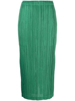 Pleats Please Issey Miyake plissé-satin midi skirt - Green