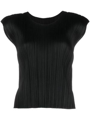 Pleats Please Issey Miyake plissé short-sleeve blouse - Black