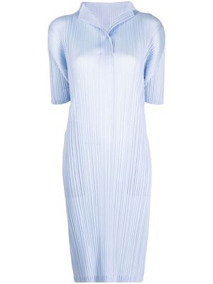 Pleats Please Issey Miyake plissé short-sleeve midi dress - Blue