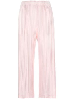 Pleats Please Issey Miyake Ramie Pleats cropped trousers - Pink