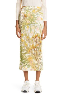 Pleats Please Issey Miyake Recollection Pleated Midi Skirt in Green