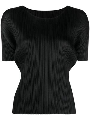 Pleats Please Issey Miyake round-neck plissé T-shirt - Black