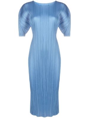 Pleats Please Issey Miyake short-sleeved midi dress - Blue