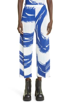 Pleats Please Issey Miyake Sky Abstract Print Pleated Crop Pants in Circling