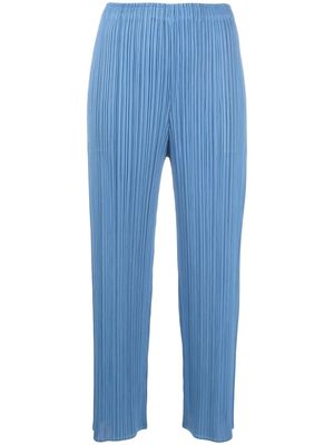Pleats Please Issey Miyake straight-leg cropped trousers - Blue