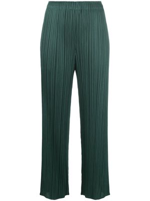 Pleats Please Issey Miyake straight-leg cropped trousers - Green