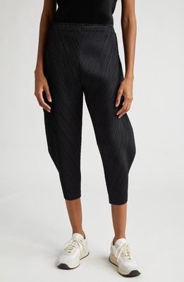 Pleats Please Issey Miyake Thicker Bottoms 1 Pleated High Waist Crop Pants in Black