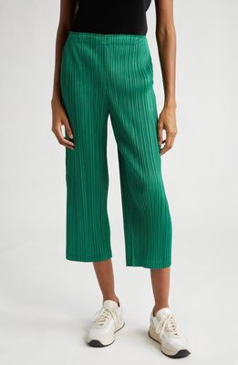 Pleats Please Issey Miyake Thicker Bottoms 1 Pleated High Waist Crop Pants in Green