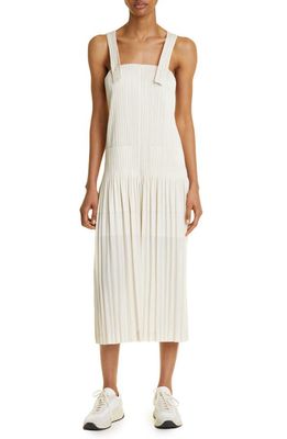 Pleats Please Issey Miyake Thicker Bottoms Pleated Crop Jumpsuit in Ivory