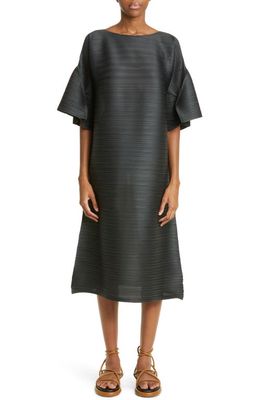 Pleats Please Issey Miyake Tour Pleated Midi Dress in Charcoal