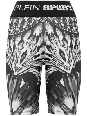 Plein Sport abstract-print skinny cycling shorts - Black