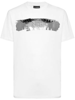 Plein Sport brushstroke-print cotton T-shirt - White