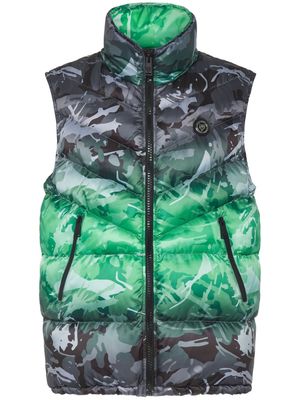 Plein Sport camouflage-pattern padded vest - Grey