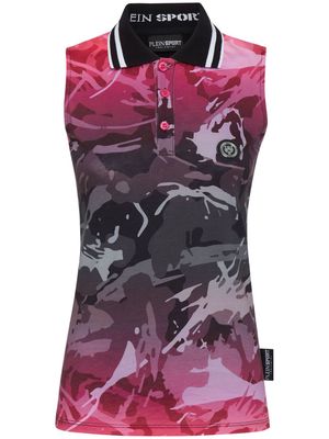 Plein Sport camouflage-pattern sleeveless polo shirt - Pink