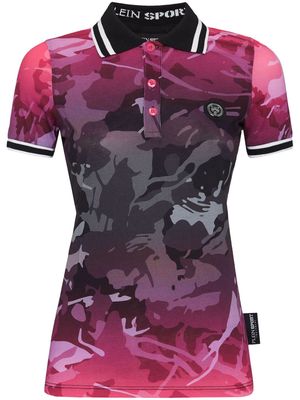 Plein Sport camouflage-print cotton polo shirt - Pink