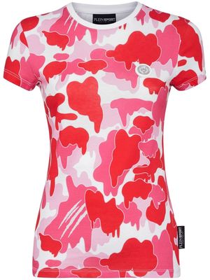 Plein Sport camouflage-print cotton T-shirt - Pink