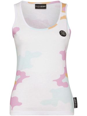 Plein Sport camouflage-print cotton tank top - White