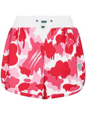 Plein Sport camouflage-print cotton track shorts - Pink