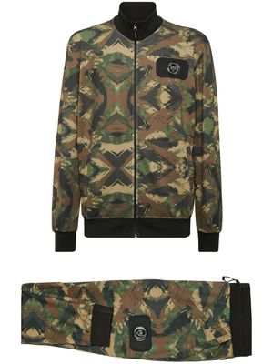 Plein Sport camouflage-print cotton tracksuit set - Green