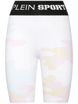 Plein Sport camouflage-print cycling shorts - White