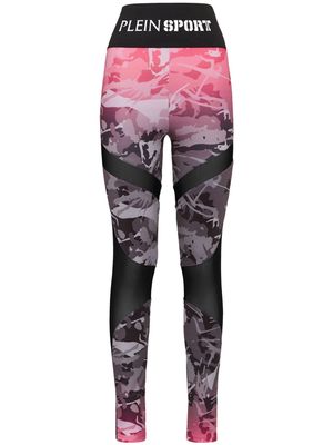 Plein Sport camouflage-print high-waisted leggings - Pink