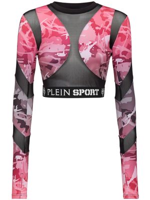 Plein Sport camouflage-print long-sleeved top - Pink