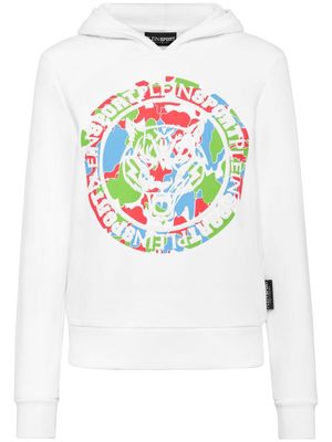 Plein Sport Carbon Tiger cotton-blend hoodie - White