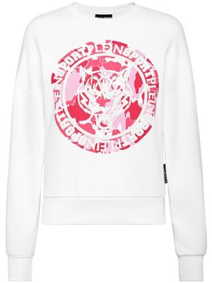 Plein Sport Carbon Tiger cotton sweatshirt - White