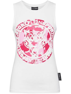 Plein Sport Carbon Tiger cotton tank top - White