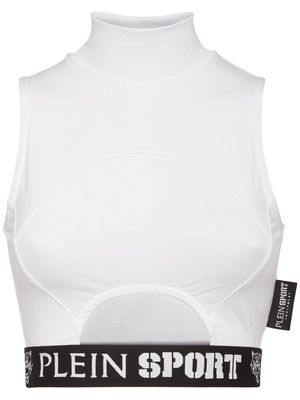 Plein Sport cut-out cropped tank top - White