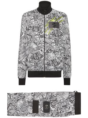 Plein Sport doodle-print zip-up tracksuit - Black