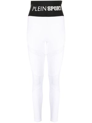 Plein Sport elasticated logo-waistband leggings - White
