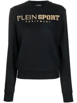 Plein Sport glitter-logo crew-neck sweatshirt - Black