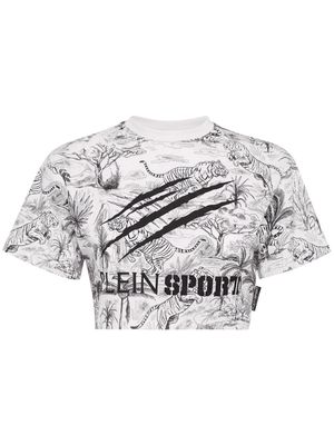 Plein Sport graphic-print cropped T-shirt - White