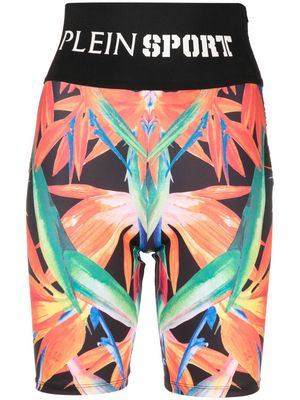 Plein Sport graphic-print cyclist shorts - Black