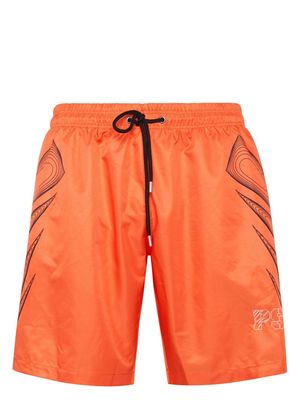 Plein Sport graphic-print swim shorts - Orange