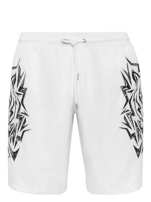 Plein Sport graphic-print swim shorts - White