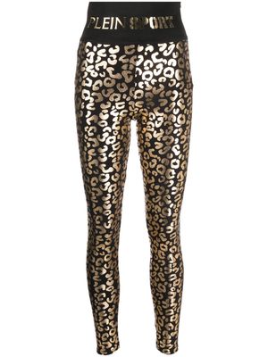 Plein Sport leopard-print cotton leggings - Black