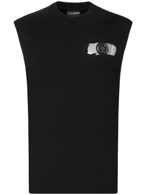 Plein Sport logo-appliqué cotton tank top - Black