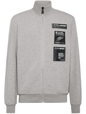 Plein Sport logo-appliqué mélange-effect track jacket - Grey